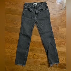 Free People Black Frayed Edge Girlfriend Style Jeans